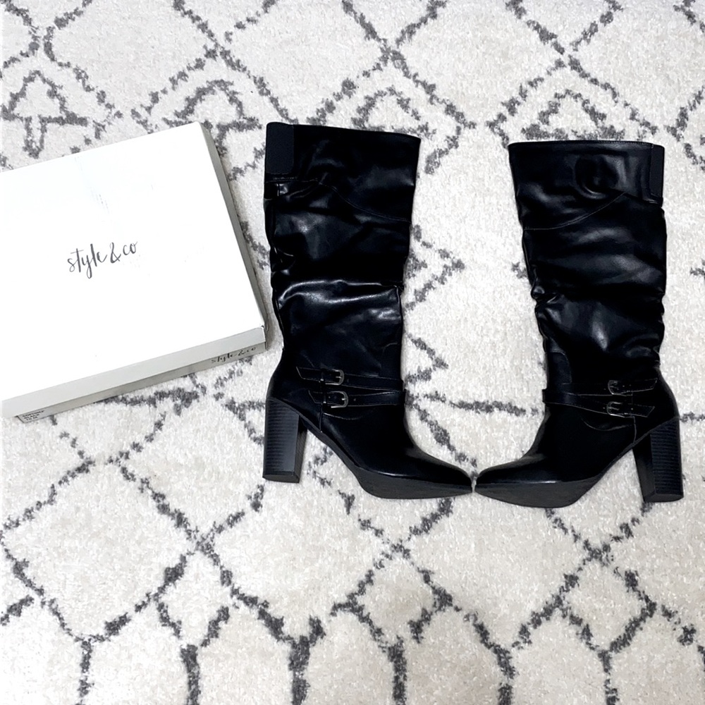 Style & Co. Leather Closed Toe Mid-Calf Boots